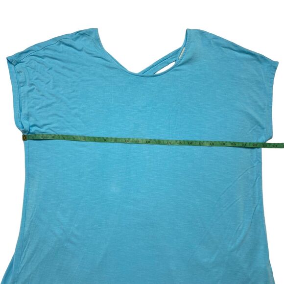 CHICOS Water Light Blue Cross Back Scoop Neck Rayon Tunic Top Size Large (2) - Picture 7 of 8